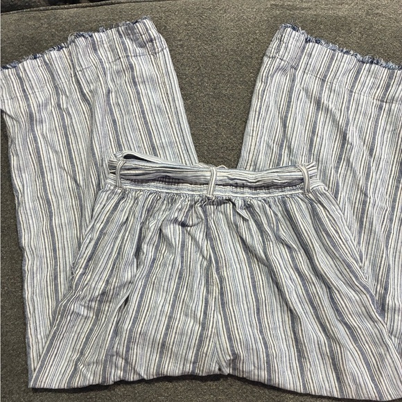 Cloth & Stone Size M Striped Linen Blend Tie Waist Wide Leg Pants - Picture 5 of 6